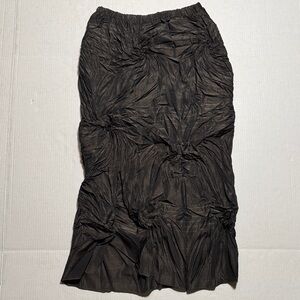 BABETTE Dark Brown Pinstriped Maxi Skirt Ruched Lightweight Relaxed Fit Size S